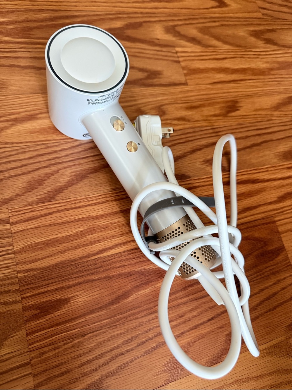 Tideway White Hair Dryer with Gold Accents